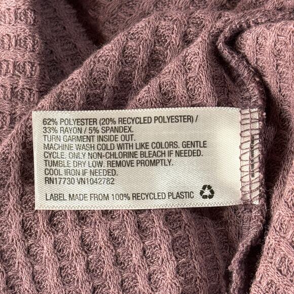 Wild Fable XX-Large Crop Top Waffle Knit Long Sleeve Cowl Neck Stretch Purple - Picture 7 of 7